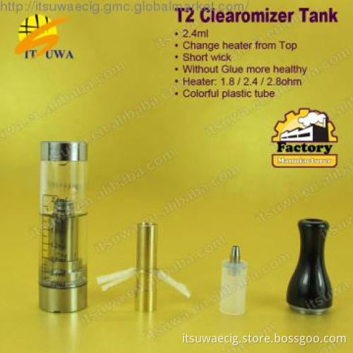Top quality with different colors e cigs ego T2 Tank